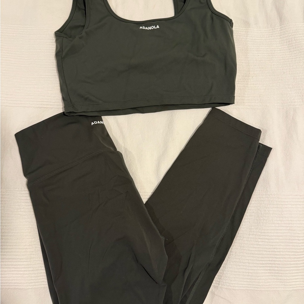 Adanola Dark Olive Set Size Medium (Ultimate Square Neck Bra + Ultimate Leg.)